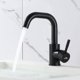 thumbnail image 1 of Grifo de lavabo en forma de U, grifo mezclador de agua fría y caliente, grifo de lavabo de encimera con rotación de 360 ​​grados de acero inoxidable para baño, negro (hy), 1 of 5