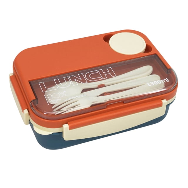 Renjiang Lunch Box Teen Orange Lunch Boxplastic Lunch Box Fresh-Keeping Box Microwave Oven Heating Sealed Thermal Insulation Bento Box Lunch Box with Tableware Toddler Bento Box