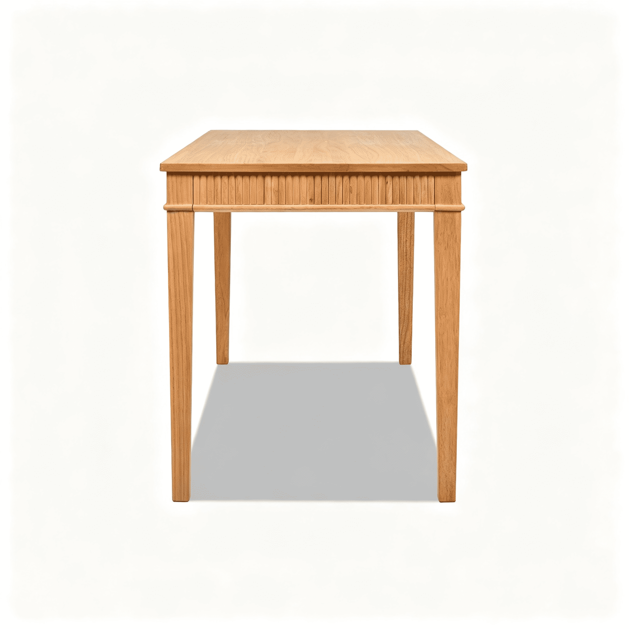 Fluted Writing Desk with Drawer, Solid Rubberwood Home Office Desk, 63 in Farmhouse Work Table for Study and Bedroom