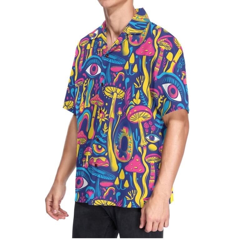 psychedelic dress shirts Psychedelic Kaleidoscope Print Blue Button Up Long Sleeve Dress Shirt by BESPOKE MODA