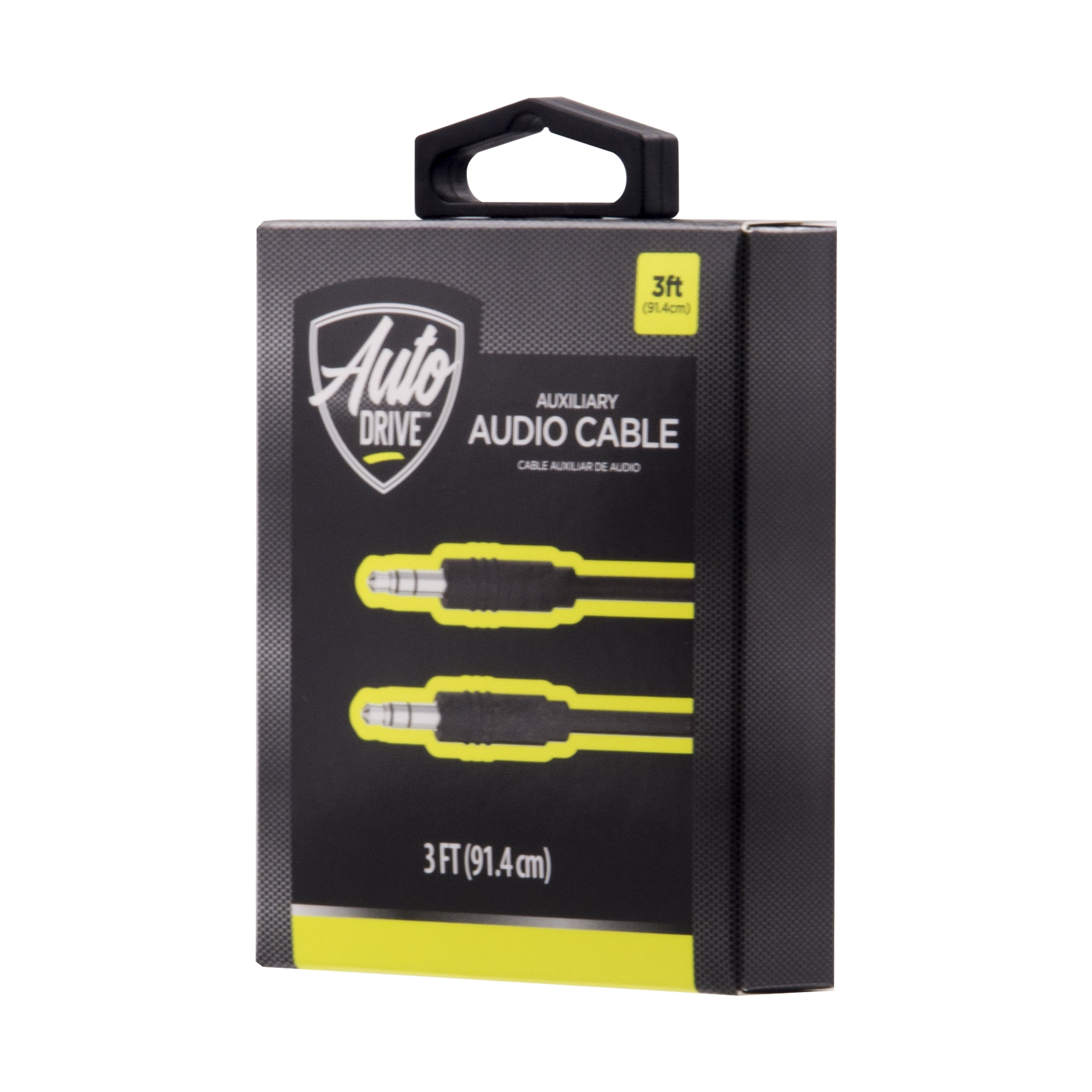 Auto Drive Universal 3.5mm Auxlilary Audio Cable,3ft Long,Black Color,PVC Jacket and PVC Housing, AD19AUX03