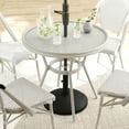 thumbnail image 5 of Martha Stewart 31.5" Round Indoor-Outdoor Bistro Dining Table with 2 Stackable Bistro Chairs - White/Gray with Natural Woodgrain Aluminum Finish Frame, 5 of 11
