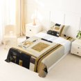 thumbnail image 3 of Castle Fairy Mid Century Gold Square Relief Twin Sheets 3pcs,Abstract Textured Brush Splash Bedding,Black Cream,1 Flat Sheet, 1 Fitted Sheet and 1 Pillowcase, 3 of 7