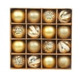 thumbnail image 1 of Inteprter Juego de 16 bolas navideñas para decorar árboles de Navidad con 16 adornos que no se rompen fácilmente, ligeros y coloridos Kits de decoración para fiestas ORO, 1 of 6
