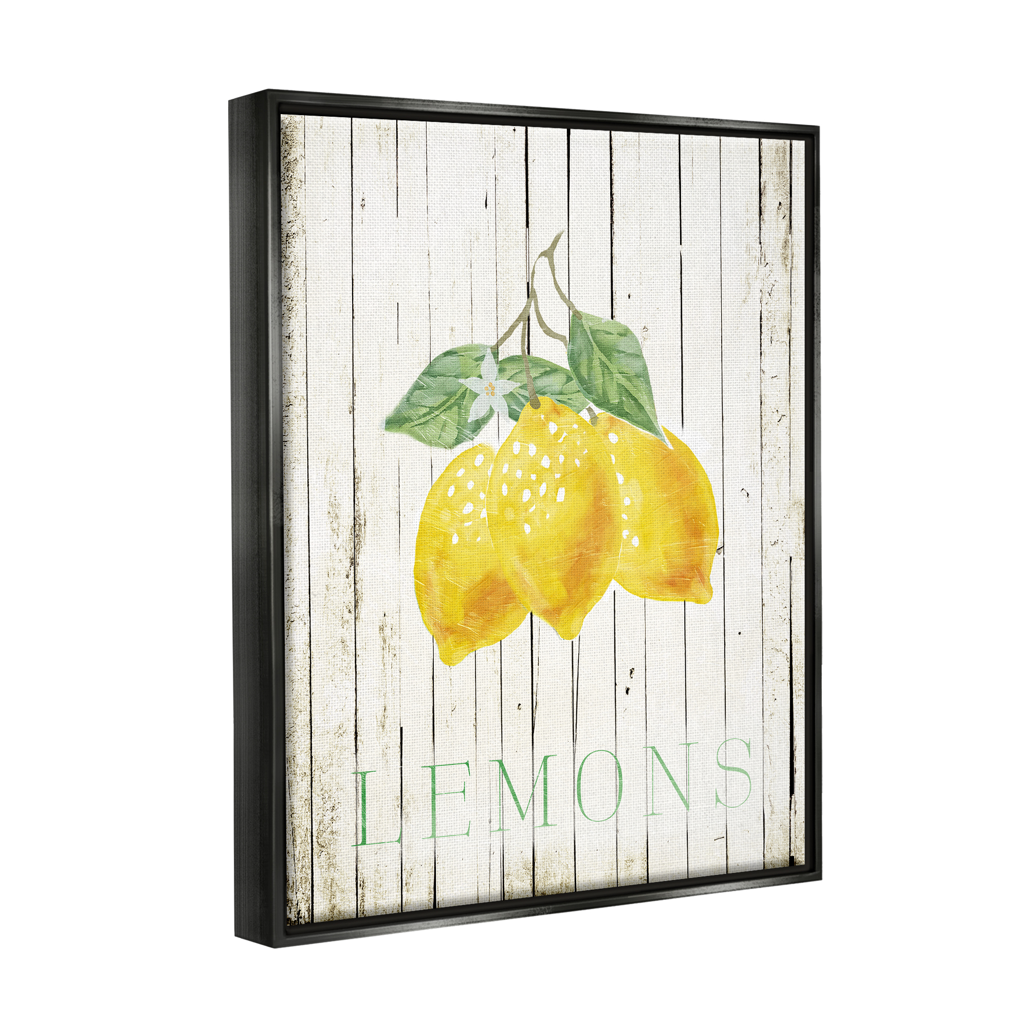 Stupell Rustic Lemons Country Patterned Food & Beverage Painting Black Floater Framed Art Print Wall Art