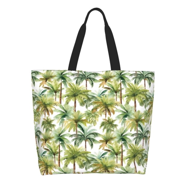 Balery Green Hawaii Palms Bolsa Tote Estilo Estético con Cremalleras, Bolsa de Hombro, Bolsa de Compras Grande y Plegable