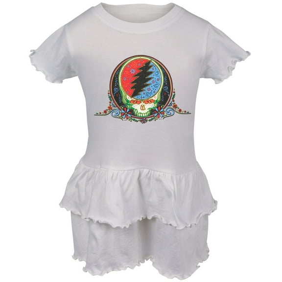 Grateful Dead - Calaveras White Toddler Ruffle Dress - 5/6