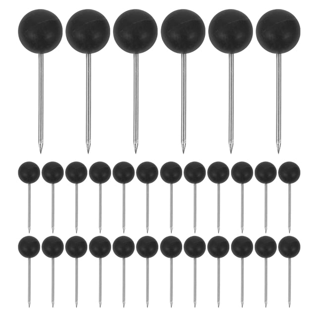 100 chinchetas de bola redondas a presión con punta de acero inoxidable para mapas, ideales para oficina, hogar, manualidades y bricolaje (negras).