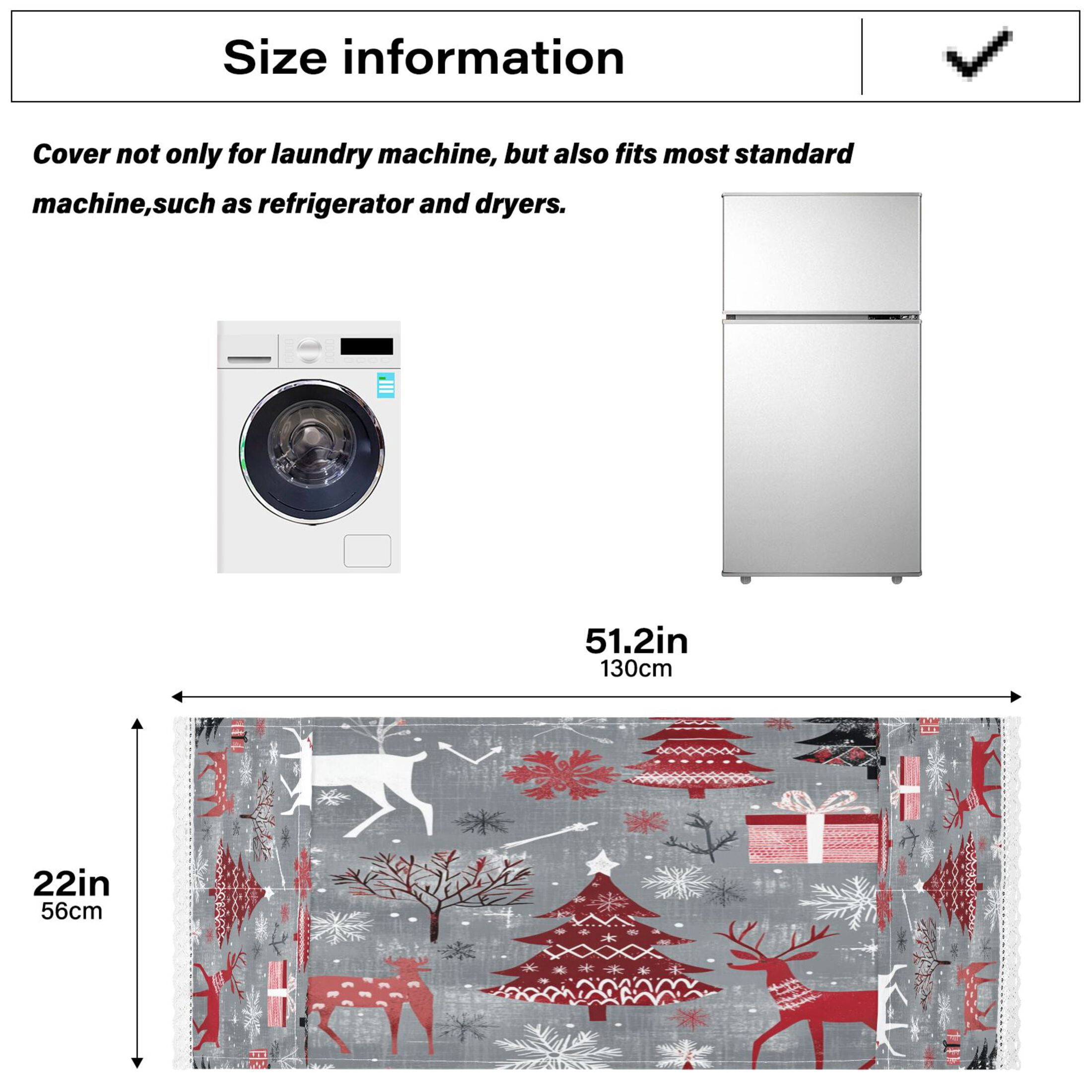 WOBOGO Red and White Christmas Tree Patterns Washing Machine Cloth Dryer Refrigerator Top Cover Protective Non-Slip Mat For Kitchen Laundry