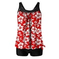 thumbnail image 2 of Guieoi Swimsuit Women Plus Size Women's Two Piece Tankini Swimsuit with Floral Print, Wide Strap Modest Bathing Suit with Boy Shorts High-waisted Two-piece Swimsuit Multicolor M, 2 of 4
