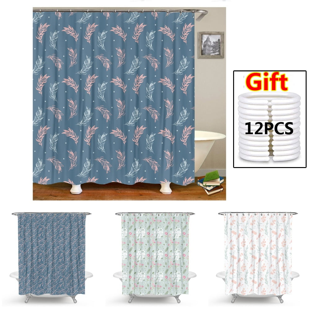 Spring Floral Bath Curtain Set Shower Beautiful Fabric Shower Curtain
