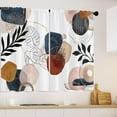 thumbnail image 2 of Abstract Boho Kitchen Curtains Navy Blue Gold Mid Century Bathroom Window Curtains Modern Aesthetic Geometric Leaves Neutral Minimalist Cafe Short Small Treatment Tiers Drapes 26x36 Inch, 2 of 6