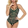thumbnail image 1 of Combinaison à Entrejambe Ouvert en Dentelle Sans Dos, Lingerie pour Femmes, Pyjama Ajouré, 1 of 4