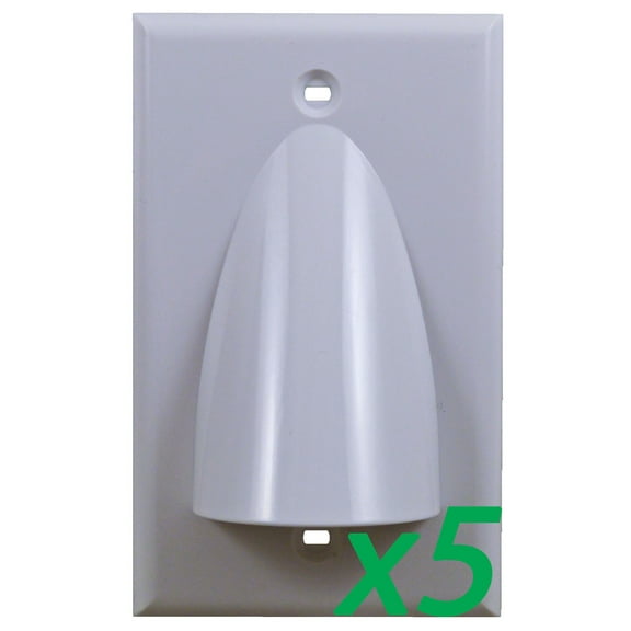 (5 Pack) White Single-Gang Low Voltage Cable Pass Through Wall Face Plate 1-Gang