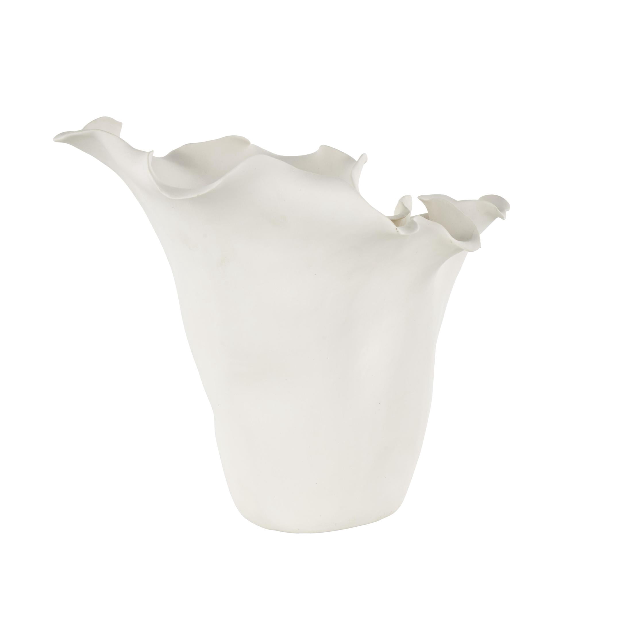 DecMode 10" Floral Abstract Floral Inspired Cream Ceramic Vase