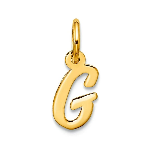 5.3mm 10k Solid Yellow Gold Small Script Letter Name Personalized Monogram Initial G Charm Pendant Necklace for Women