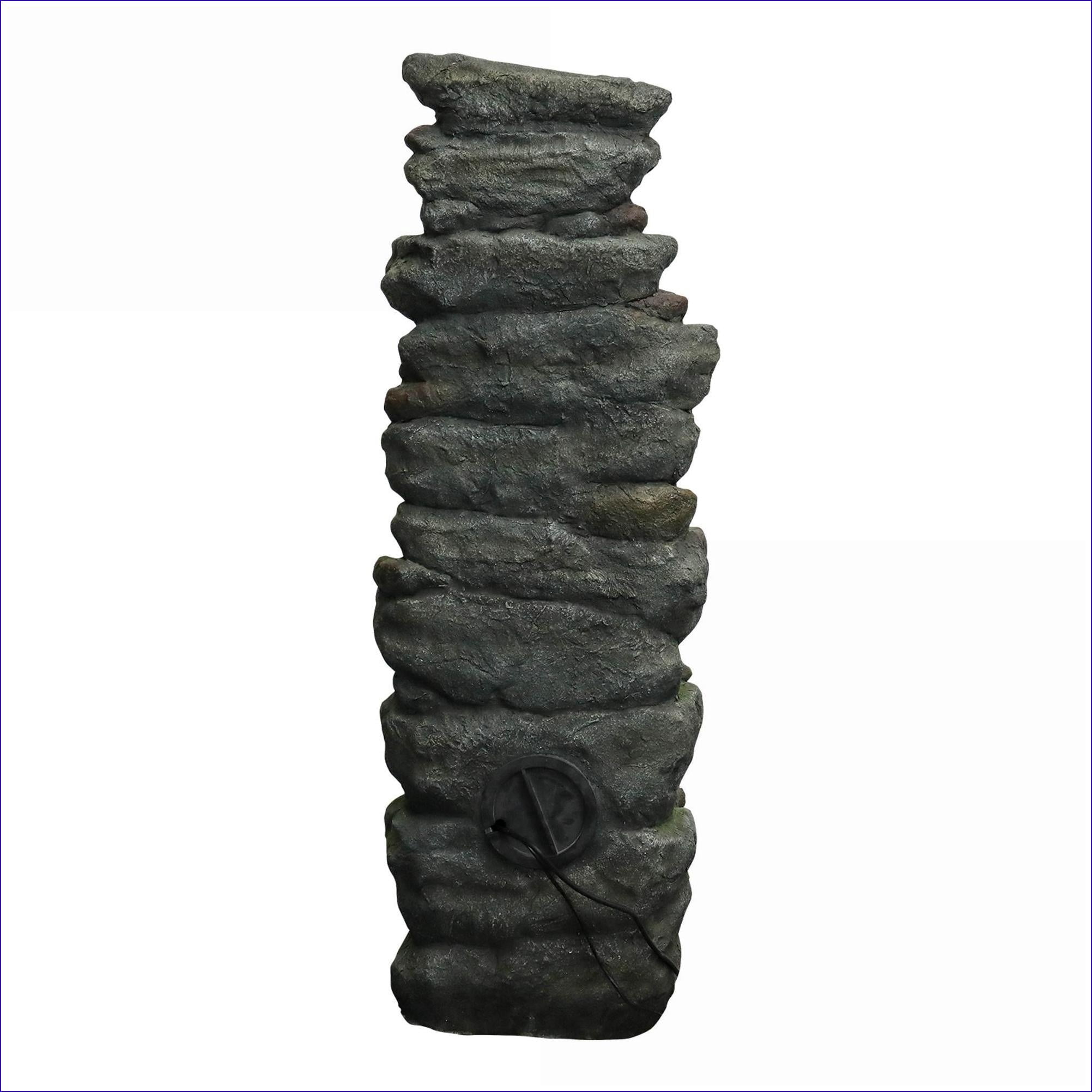 Fountains 51" Natural Rock Outdoor Garden Patio Fountain | UL Certified Pump | Resin | Waterfall Tiered Fountain