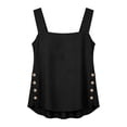 thumbnail image 5 of Tank Tops For Women Black Cotton Linen Side Button Loose Fit Tank Causal Sleeveless Summer Tops Square Neck Tee Womens Tank Tops, 5 of 7