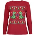 thumbnail image 2 of Tree Rex T Rex Ugly Christmas Sweater Womens Long Sleeve T Shirt with Santa Party Hat Headband, 2 of 4