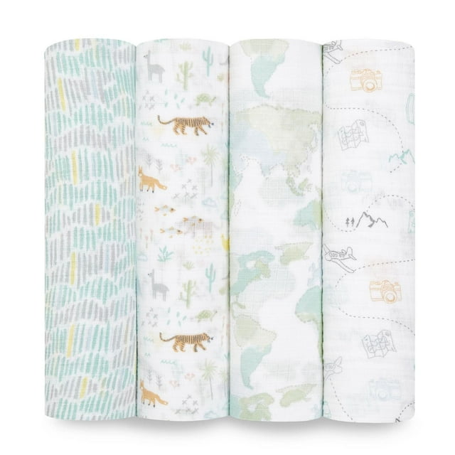 Couvertures à Emmailloter en Mousseline de Coton - Aden + Anais™ Essentials - Voyager, Lot de 4