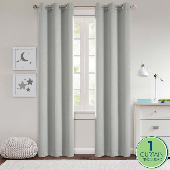 Your Zone Blackout Grommet Curtain Panel, 1 Panel, Grey/Metallic Star, 37" W x 95" L