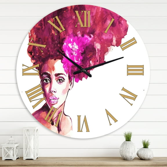Designart 'Portrait Of African American Woman Vi' Modern Wall Clock