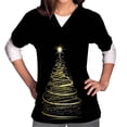 thumbnail image 2 of Tops Para Mujer Blusa Navideña Camisas Manga Corta Cuello en V Uniforme Árbol Impreso Bolsillos Enfermería Odeerbi  ODB171034, 2 of 5