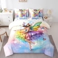 thumbnail image 1 of Ballet Princess 7 Pcs Comforter Set,Dancing Girl Rainbow Angel Wings Fantasy Bedding Set,Fairy Tale Watercolor Starry Glitter Bed Set(Comforter+Fitted+Flat Sheet+Pillowcases+Pillow Covers),Full, 1 of 1