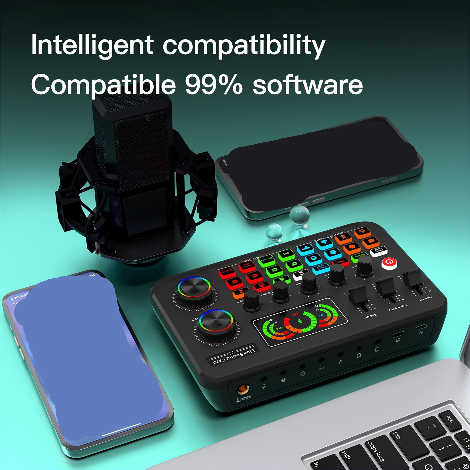 Live Sound Card Live Streaming Studio Recording Mixer DJ Controller Bluetooth-Compatible