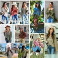 thumbnail image 3 of Women's Button V-Neck Long Sleeve Sweater Waffle Knit Pullover for Autumn Winter, 3 of 4