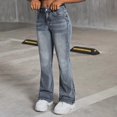 thumbnail image 2 of Coerni Girls' Slim Boot-Cut Stretch Jeans Ripped Flared Skinny Low Waisted Bell Bottoms 90s Pants Trendy Classic Retro Denim Pant, 2 of 5