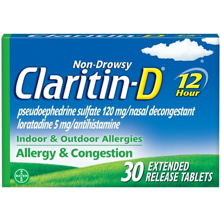 Claritin-D Allergy Medicine, 12 Hour Non-Drowsy Allergy & Nasal Congestion Tablet, 30 Ct