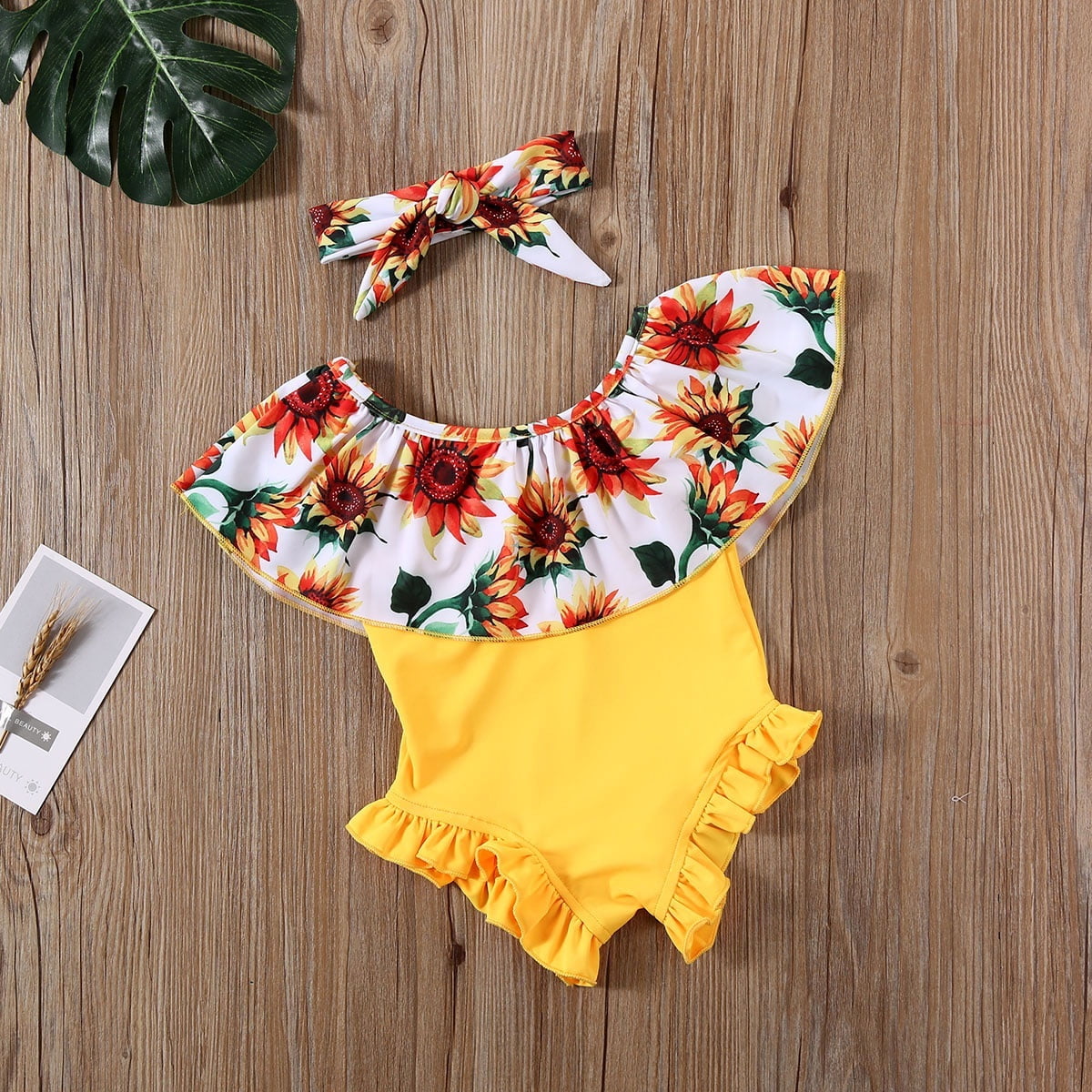 girls sunflower bathing suit