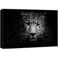 thumbnail image 3 of PixonSign Canvas Print Wall Art Graphic Leopard Portrait Animals Wildlife Photography Realism Modern Dramatic Grey Dark Black and White for Living Room, Bedroom, Office - 12"x18", 3 of 5