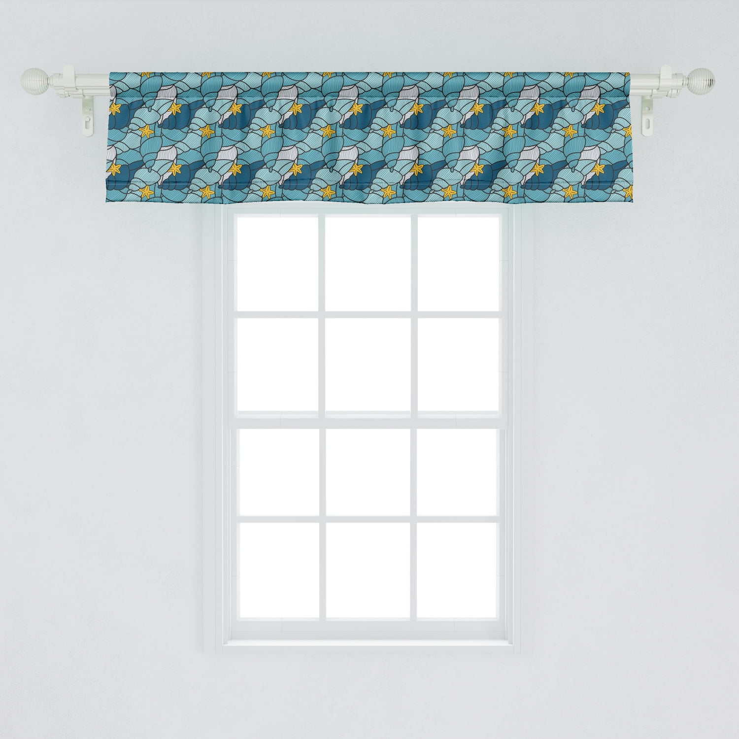 Seashells Starfish Beach bathroom sunroom fabric window topper curtain Valance 