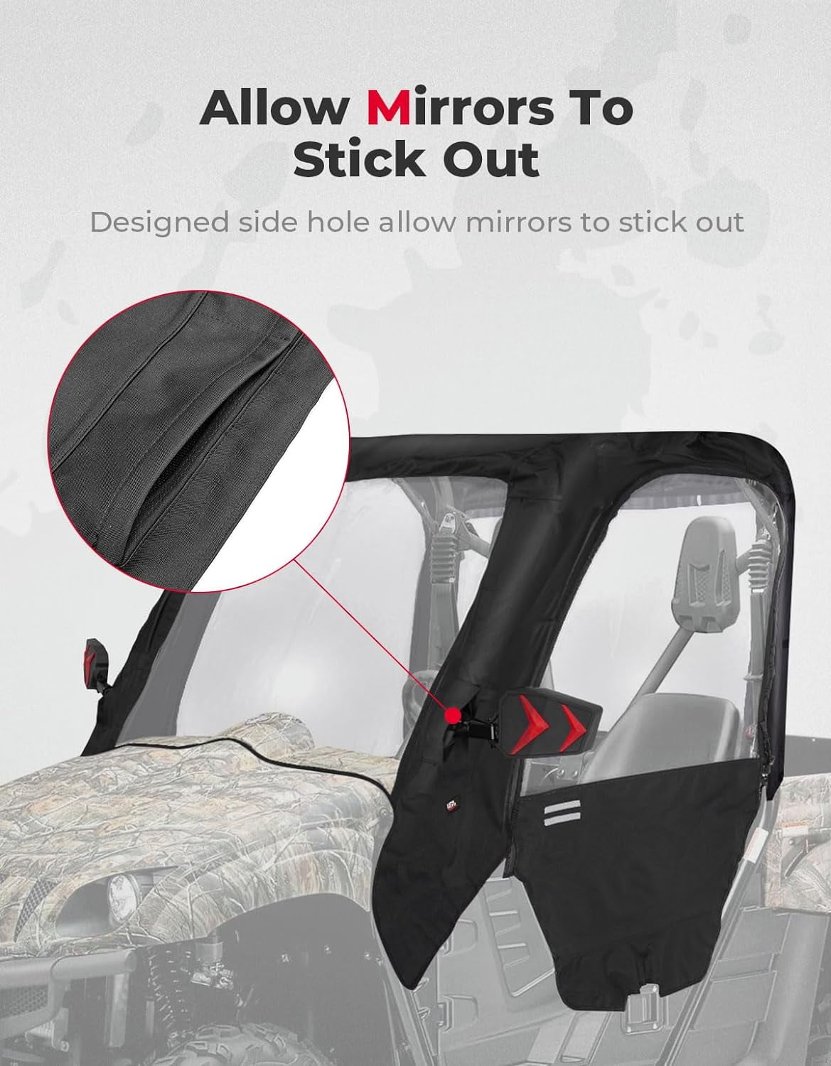 KEMIMOTO UTV Cab Enclosure for Yamaha Rhino (with half doors) 450 660 700 2004-2013 PVC Windwhield Soft Upper Doors