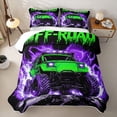 thumbnail image 2 of Castle Fairy Neon Off-Road Truck Quilt Full,Lightning Rock Print Full Bedspread Sets for Bedroom,Green Purple, 2 of 7