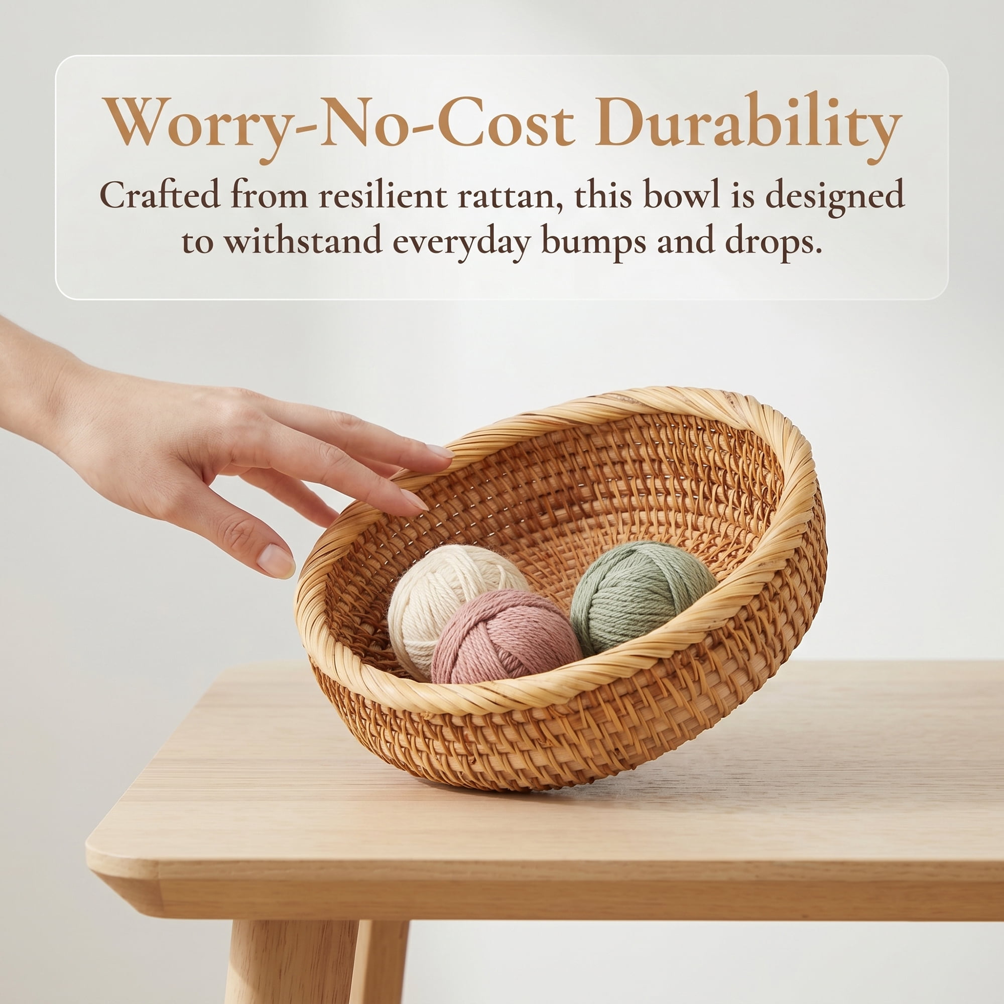 Unique Bargains Handmade Rattan Bowl Round Woven Basket Bamboo Brown 7.9*7.9*2.4inch
