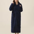 thumbnail image 4 of SWSMCLT Women's Cold Weather Fleece Bathrobe Home Full Zip Long Duster Robe Comfy Bathrobes Ankle Length Navy Small, 4 of 5
