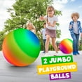 thumbnail image 7 of 18 Inch Rubber Playground Balls for Kids - (2-Pack) Giant Large Rainbow Inflatable Bouncy Play Ball - Big Size, Kickballs, Fun for Park, Recess, Backyard, Indoor and Outdoor Games with Hand Pump, 7 of 7