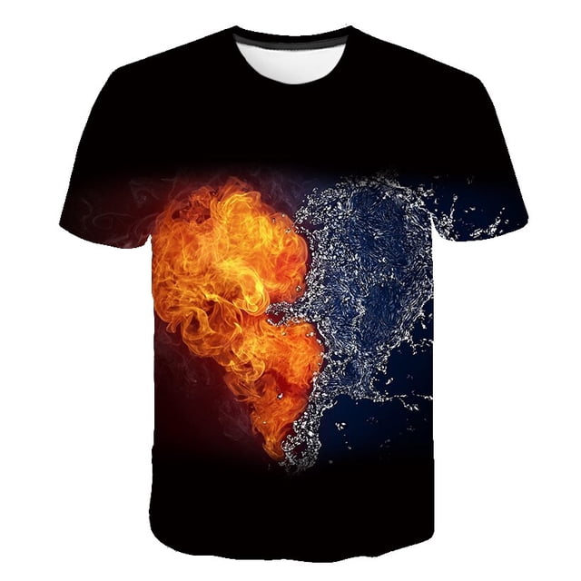 Flame 2023 nuevas camisetas de moda ropa de verano ropa informal de dibujos animados para niños camisetas de manga corta con cuello redondo 1-14 años Old6T Gao Jinjia LED