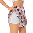 thumbnail image 1 of Balery French Bulldog Pantalones cortos deportivos para mujer con forro y dos bolsillos, elásticos, para entrenamiento, gimnasio, yoga-Large, 1 of 7