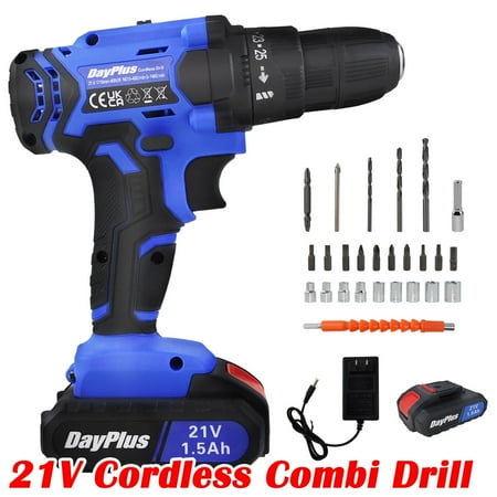 

Dayplus 21V Cordless Drill 3/8 Electric Screwdriver 45Nm Power Drill Driver 1x Battery