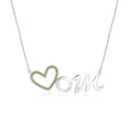 thumbnail image 1 of JeenMata Collar con Colgante de Corazón Abierto para Mamá con Piedra Verde Claro Decorada en Oro Blanco de 18 K sobre Plata - Piedra Natal de Agosto - Regalo para Mamá, 1 of 2