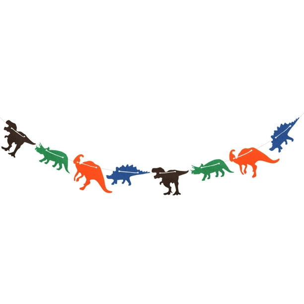 KAKOWELY Bandera de dinosaurio no tejida 3M, guirnalda creativa, suministros para decoración de fiestas de cumpleaños