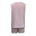 thumbnail image 4 of WAYUTE Womens Shorts Set Lace Trim Split V Neck Sleeveless Button Front Top and Short Casual Summer Trendy 2 Piece Outfit Outfit Sets, 4 of 5