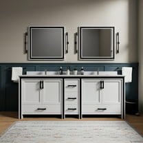 Ziva 84 in W x 22 in D White Double Bath Vanity and Cultured Marble Top