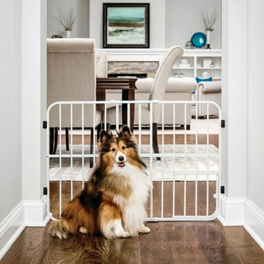 Carlson Pet Products Tuffy Metal Expandable Pet Gate, Includes Small Pet Door, 24" H x 42" L Inch, White