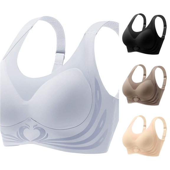 Gyujnb Women's Front Side Buckle Lace Edge Without Steel Ring Movement Seamless Gathering Adjustment Yoga Sleep Large Bra