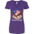 thumbnail image 3 of Inktastic Memorial Day Never Forget Our Heroes Bald Eagle Women's V-Neck T-Shirt, 3 of 5